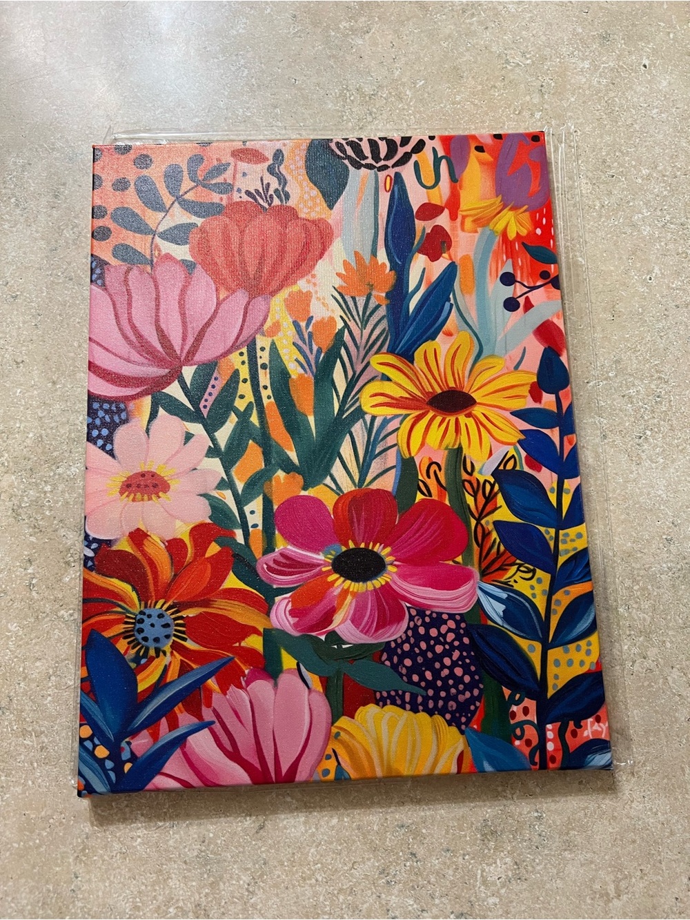 Vibrant Floral Canvas Art - Multicolor approx 12x16 - no outer frame -